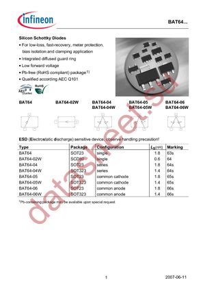 BAT 64-02W E6327 datasheet  